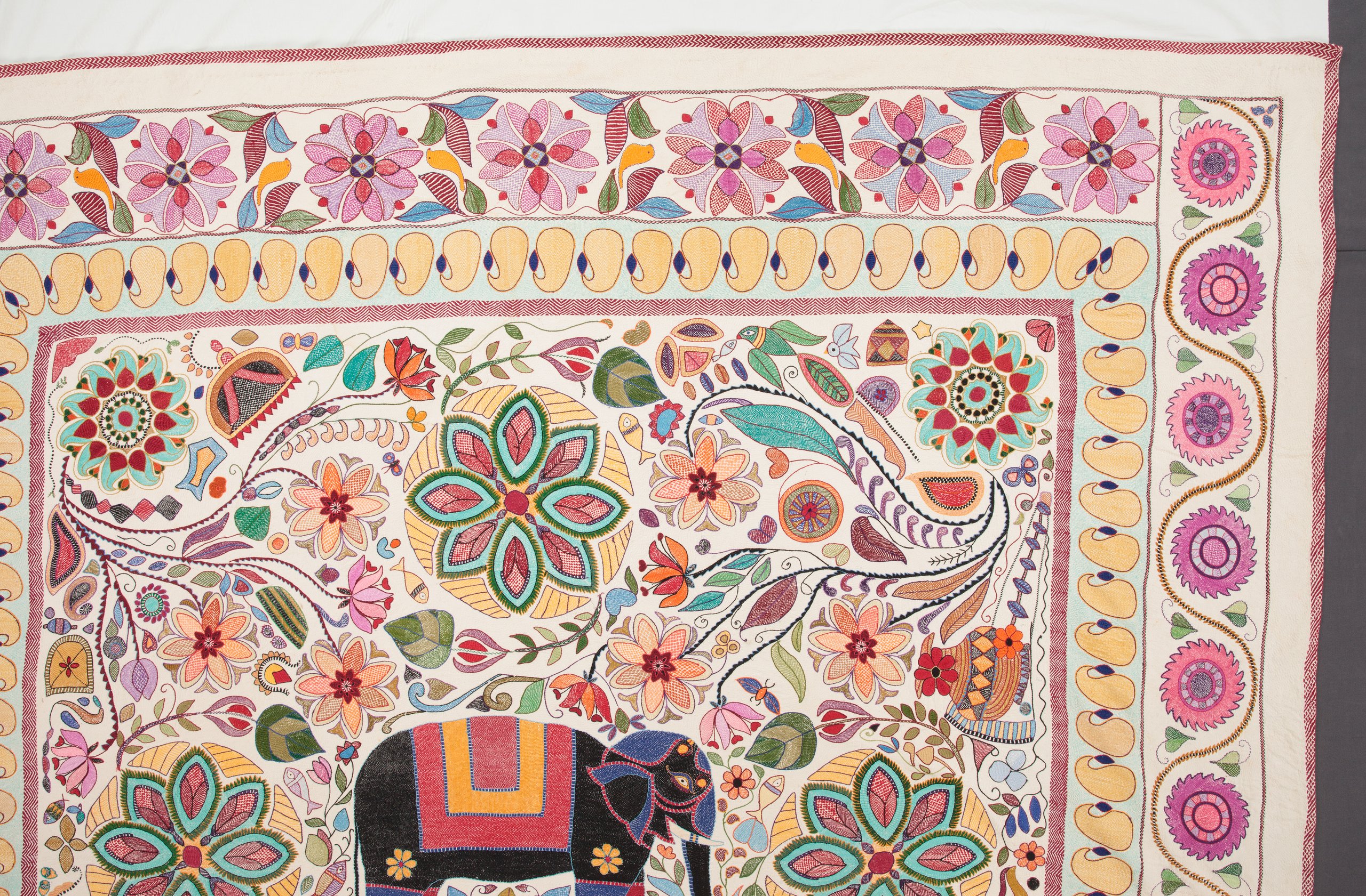 Nakshi kantha or embroidered quilt, Bangladesh