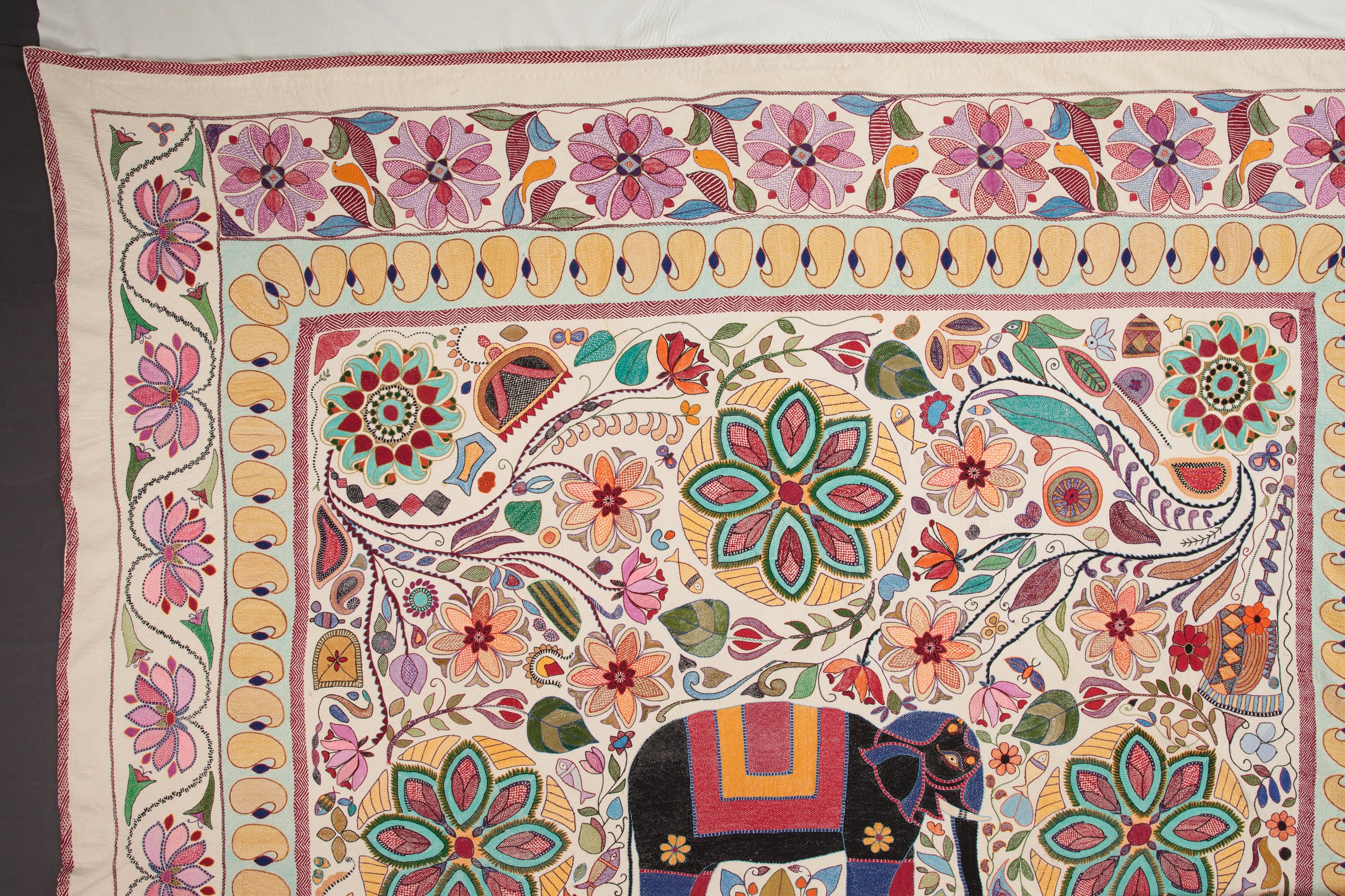 Nakshi kantha or embroidered quilt, Bangladesh