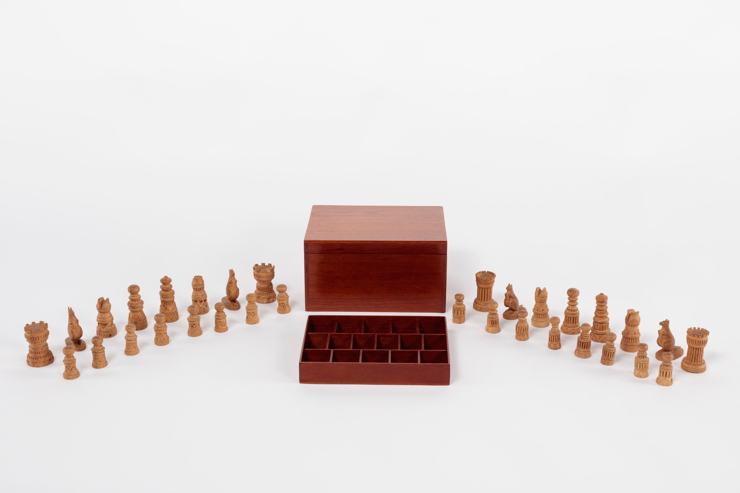 Sandalwood chess set made for Lord Thomas Brassey