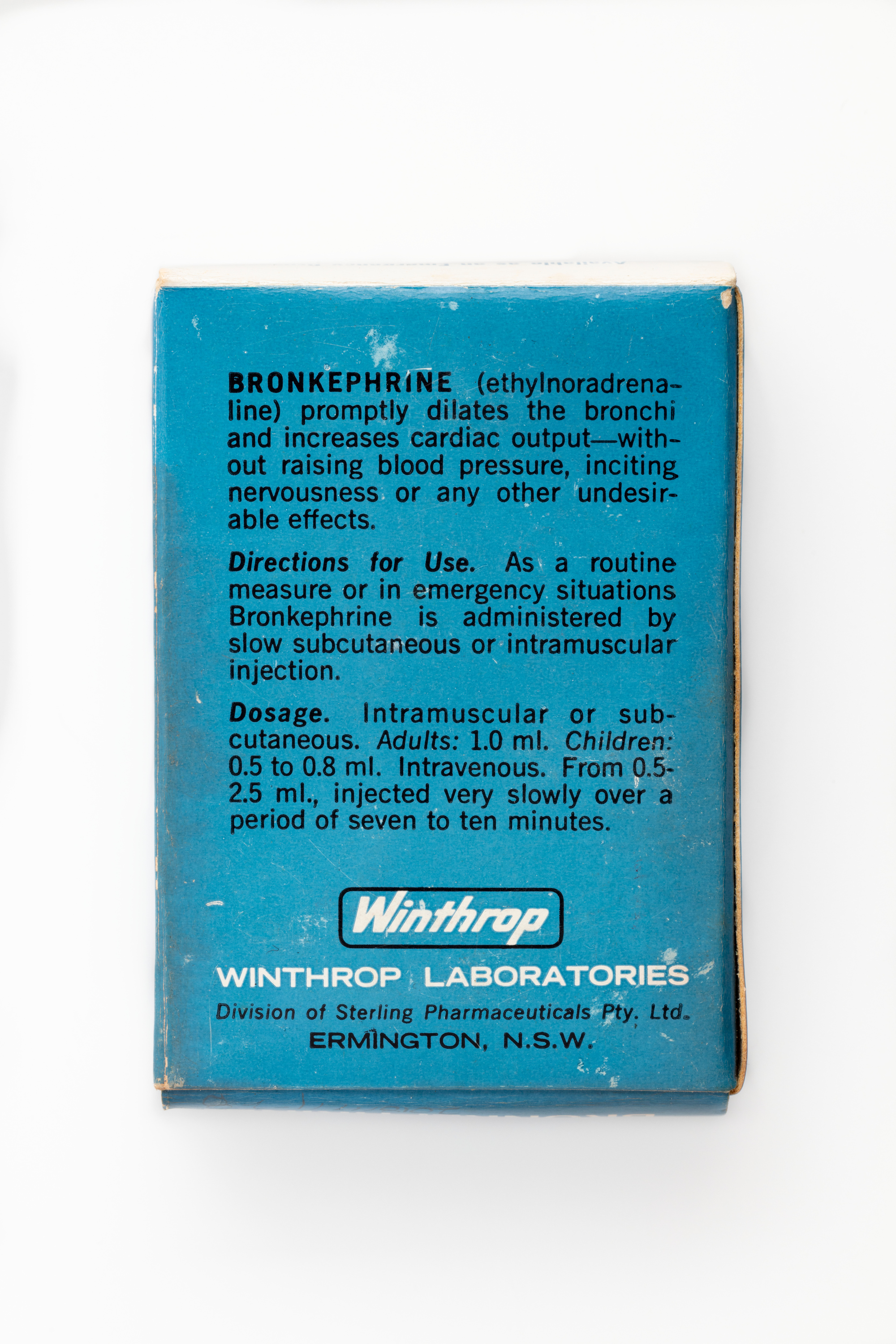 Vials of Bronkephrine made by Winthrop Laboratories