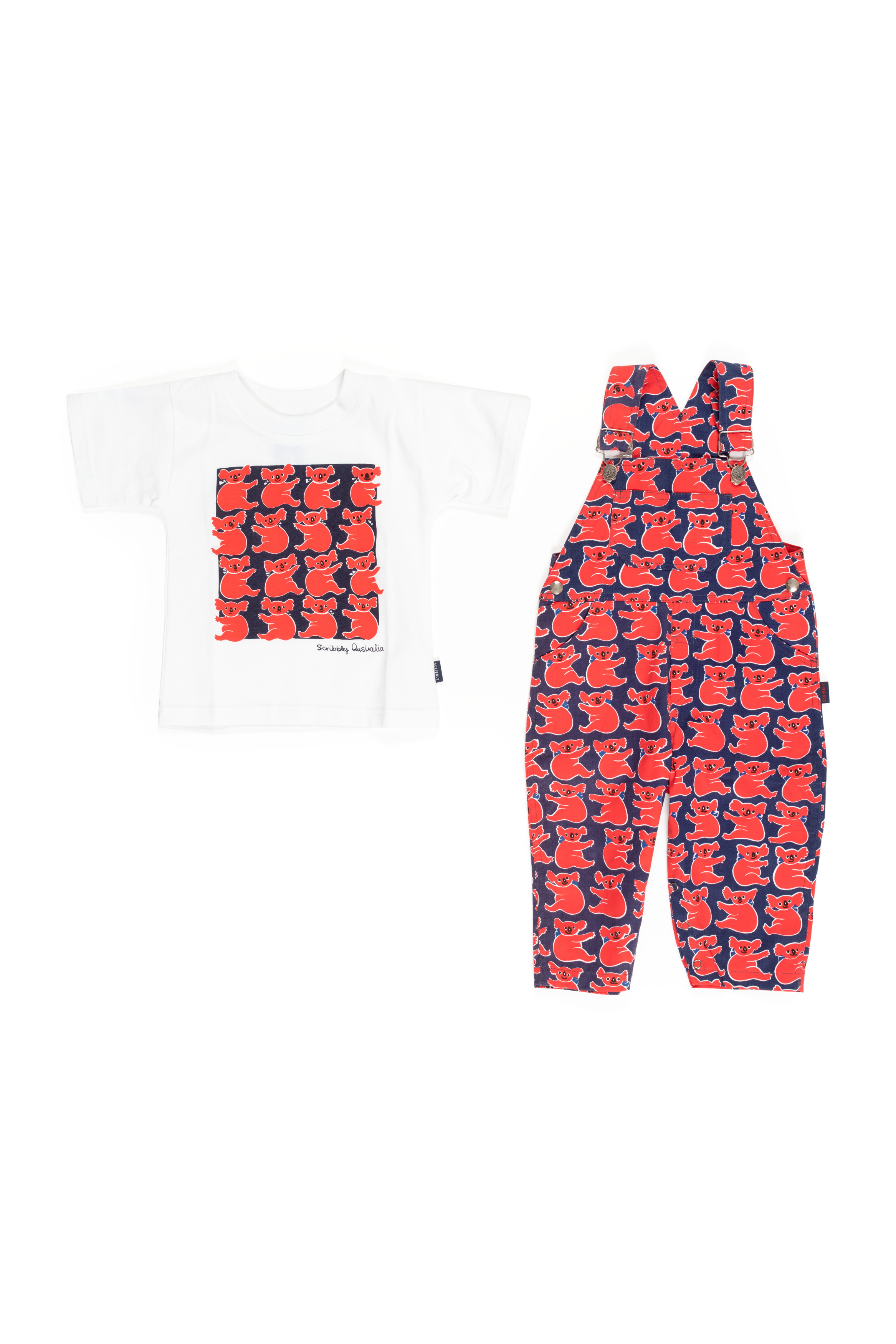 Scribbly Graphics overalls and t-shirt