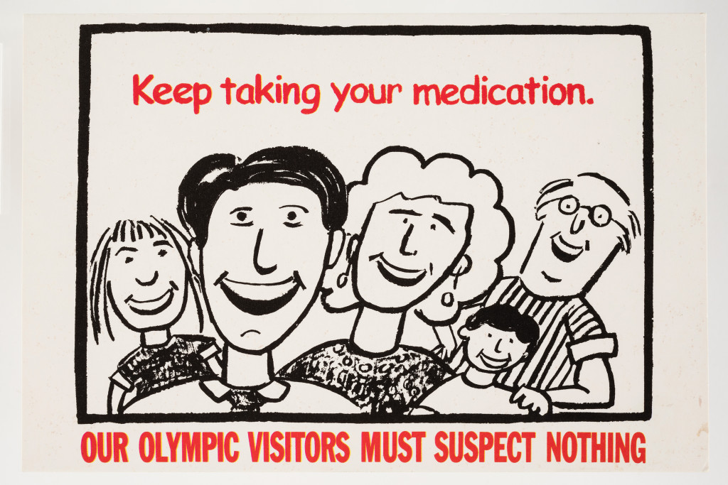 'Keep taking your medication. Our Olympic visitors must suspect nothing' postcard