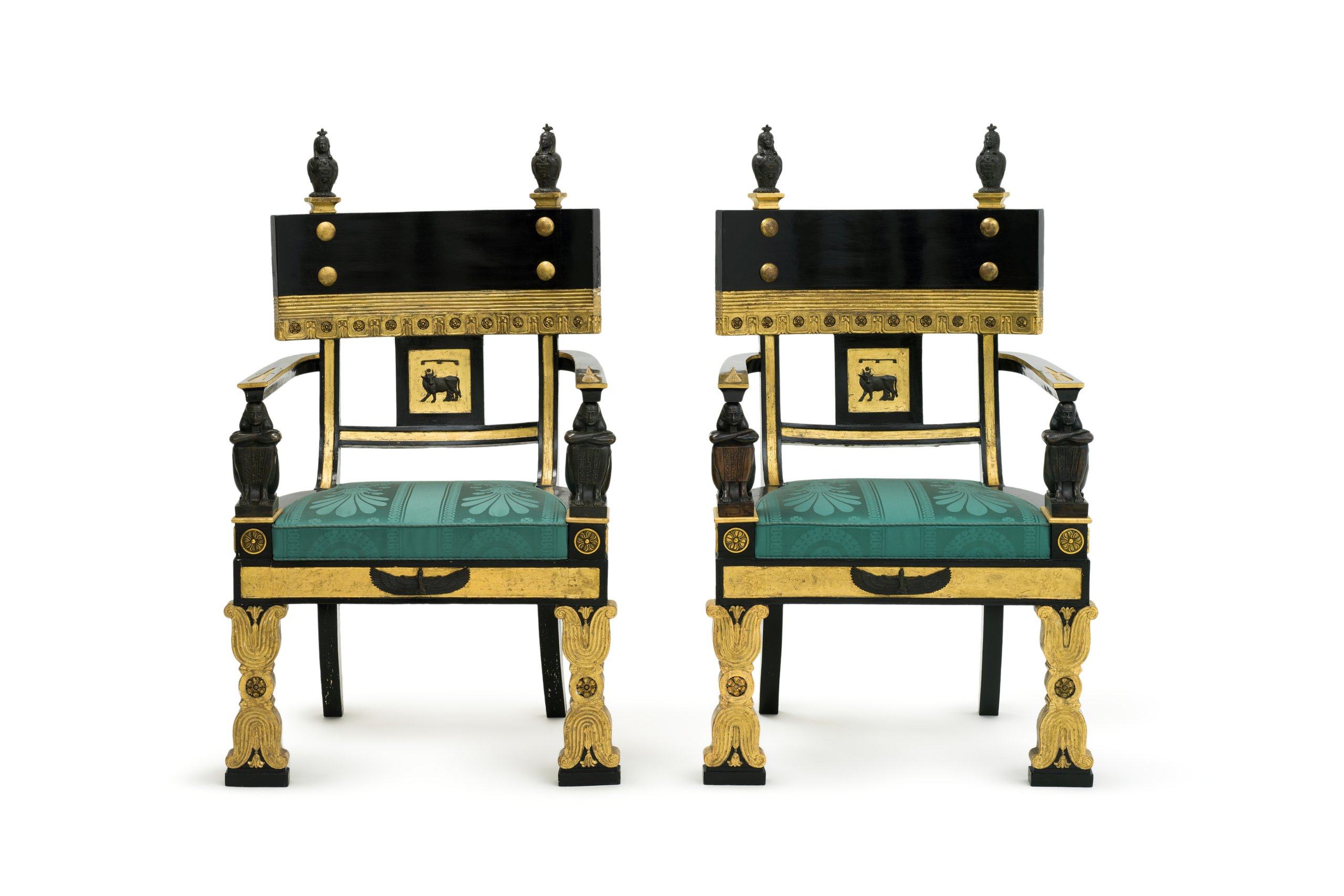 Regency Egyptian Revival style armchairs by Thomas Hope