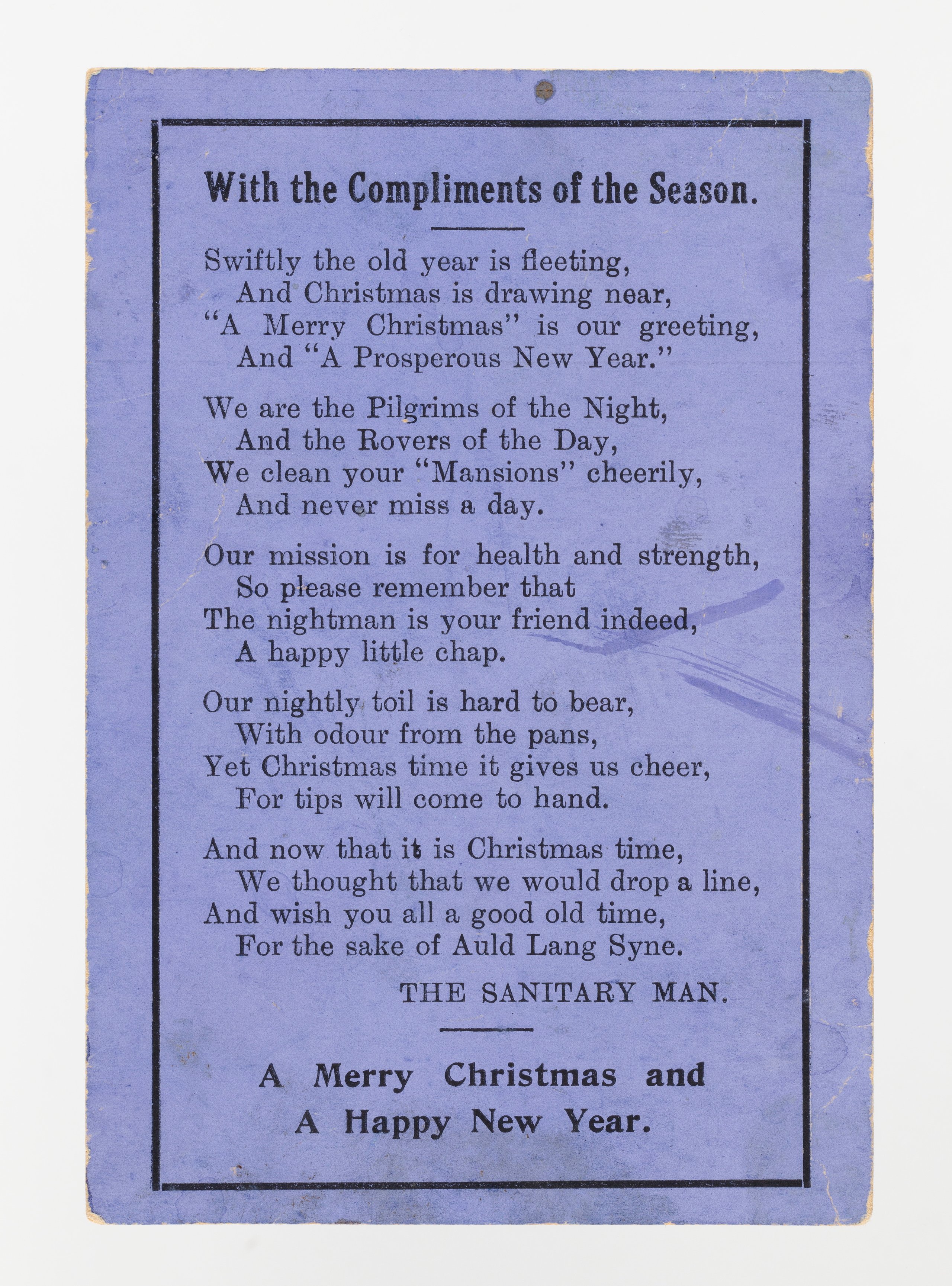 Christmas card from 'The Sanitary Man'