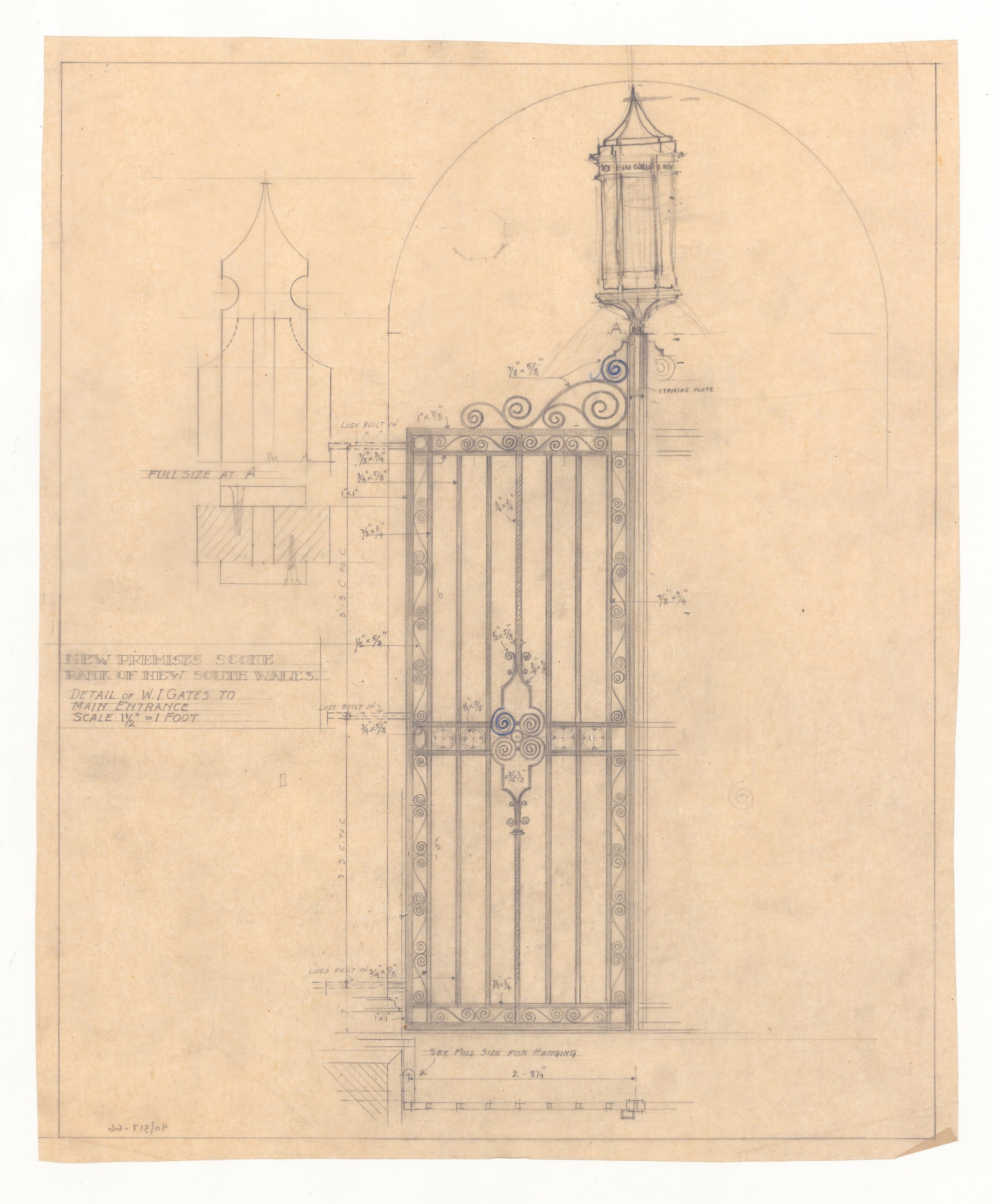 Architectural drawing of Bank of New South Wales Scone