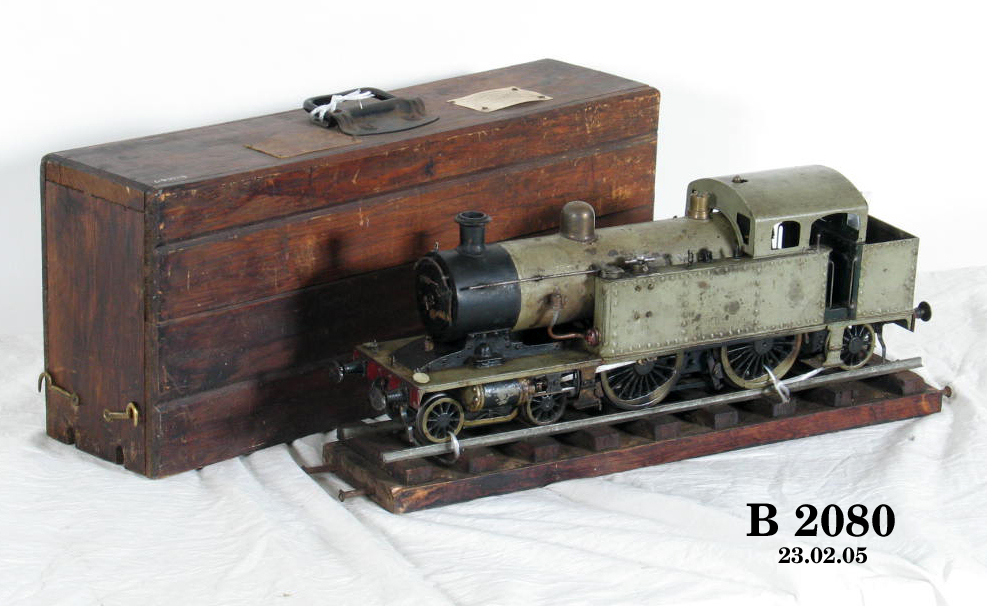 Model of a side tank steam locomotive made by C.A. Cardew