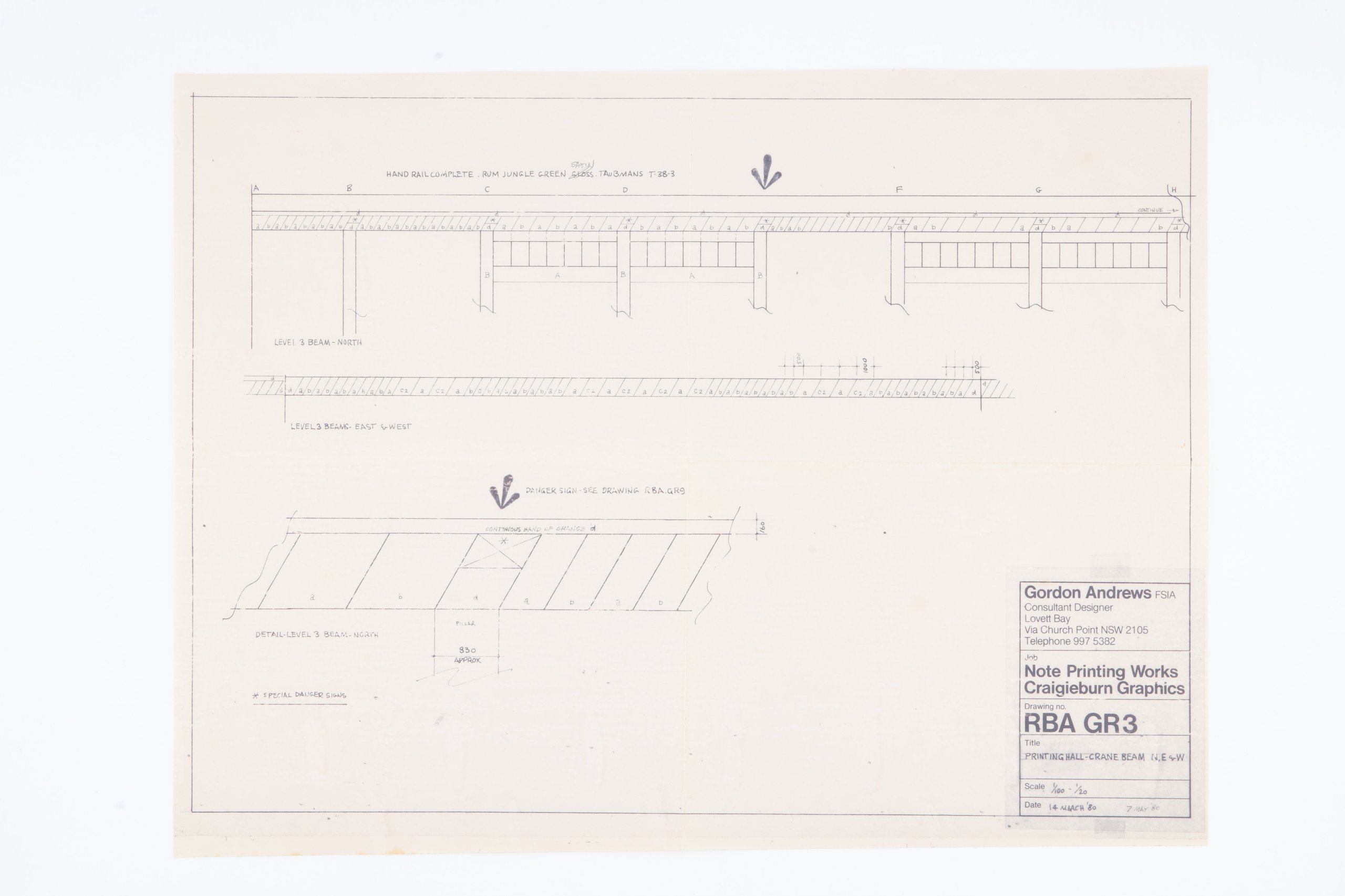 Design work for the RBA's banknote printing works by Gordon Andrews