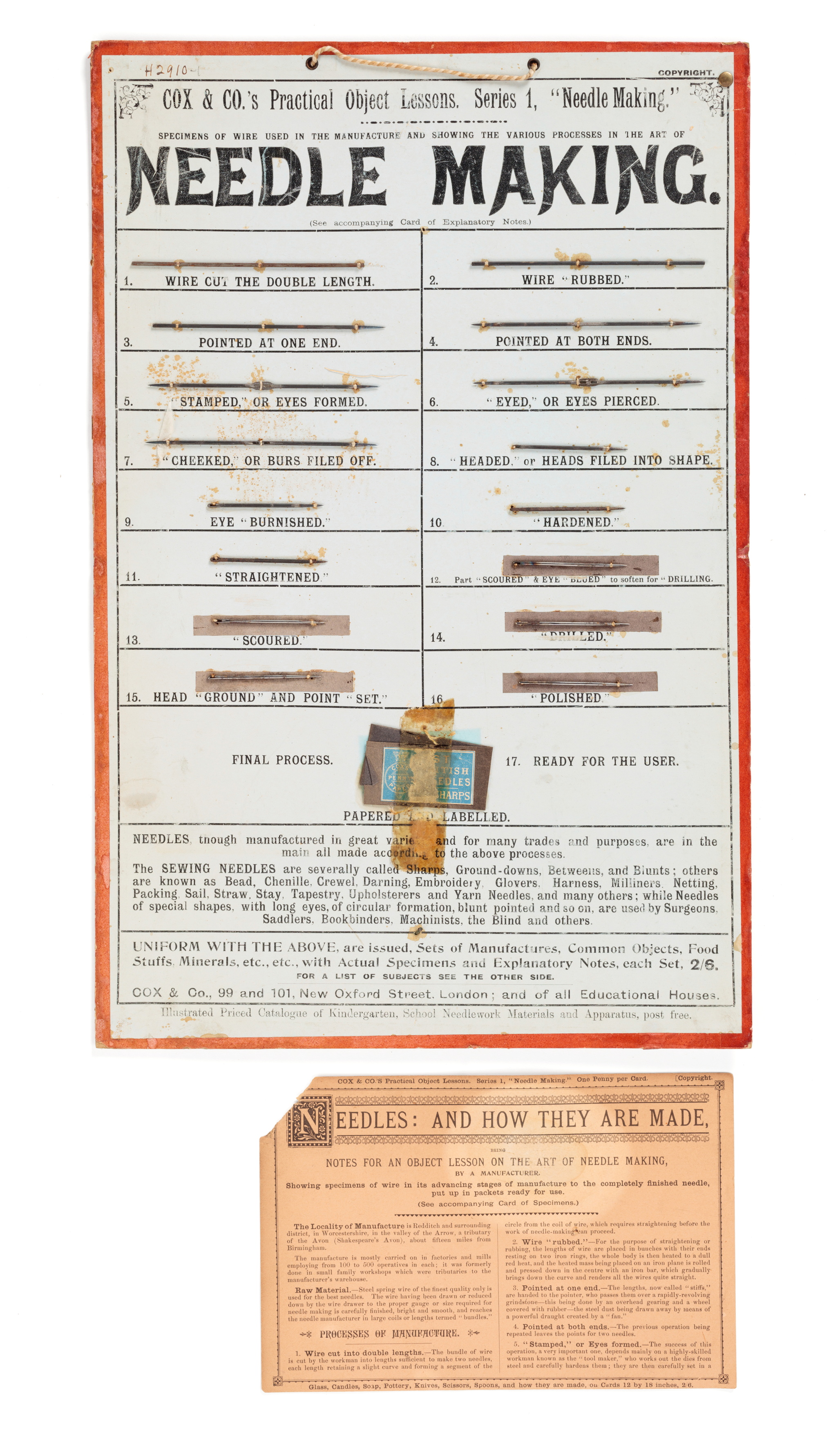 'Needle Making' object lesson cards by Cox & Co