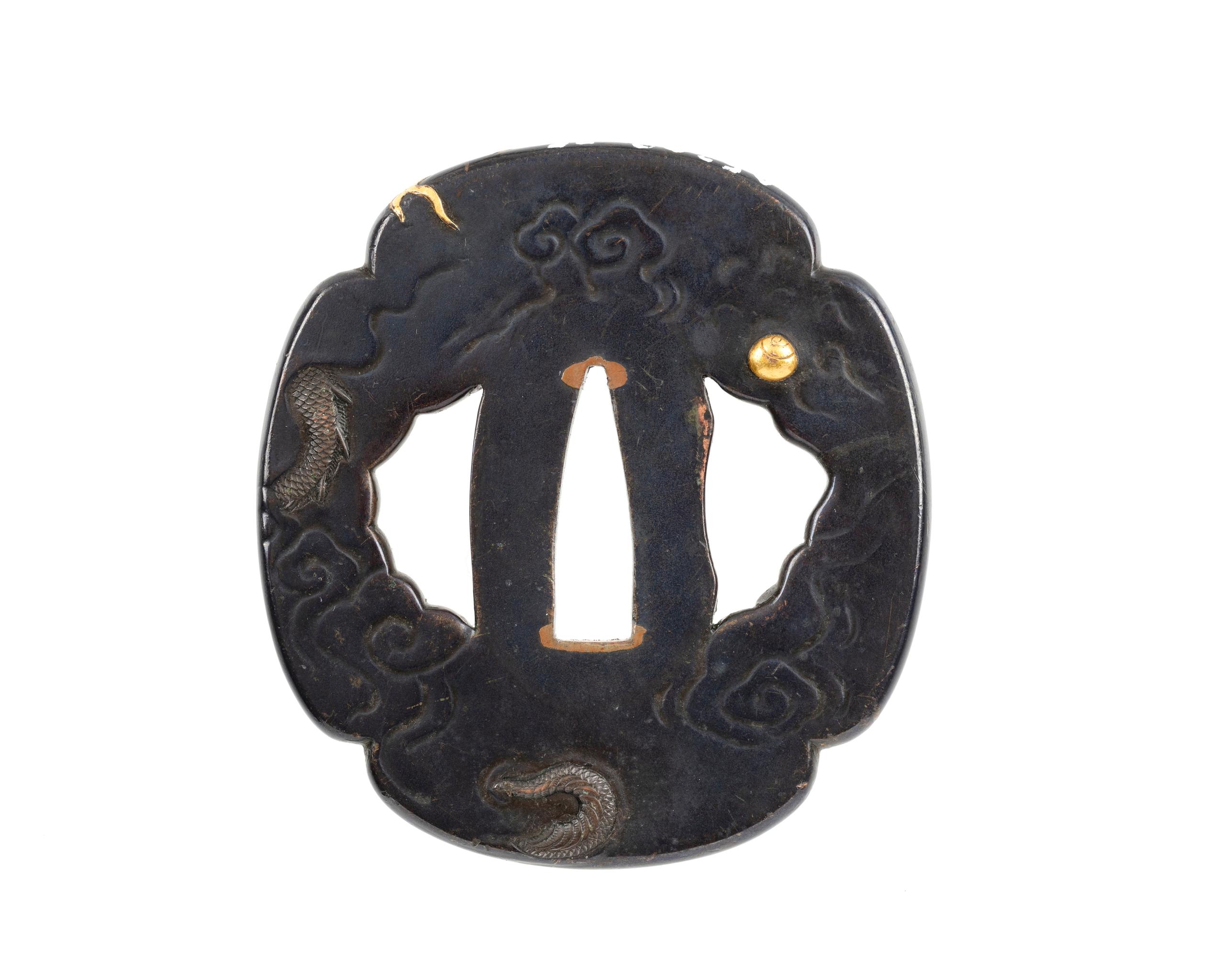 Powerhouse Collection - Tsuba with design of dragon and jewel on