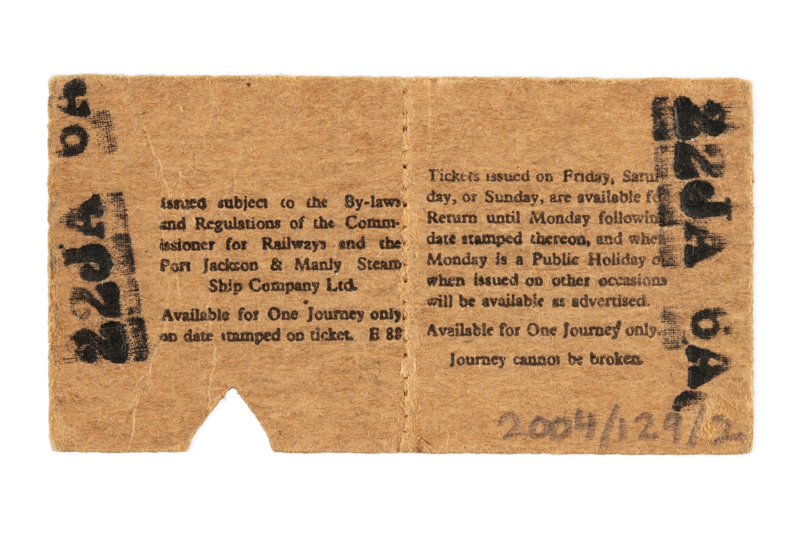 Train and Ferry ticket from the first day of operation of Circular Quay railway station