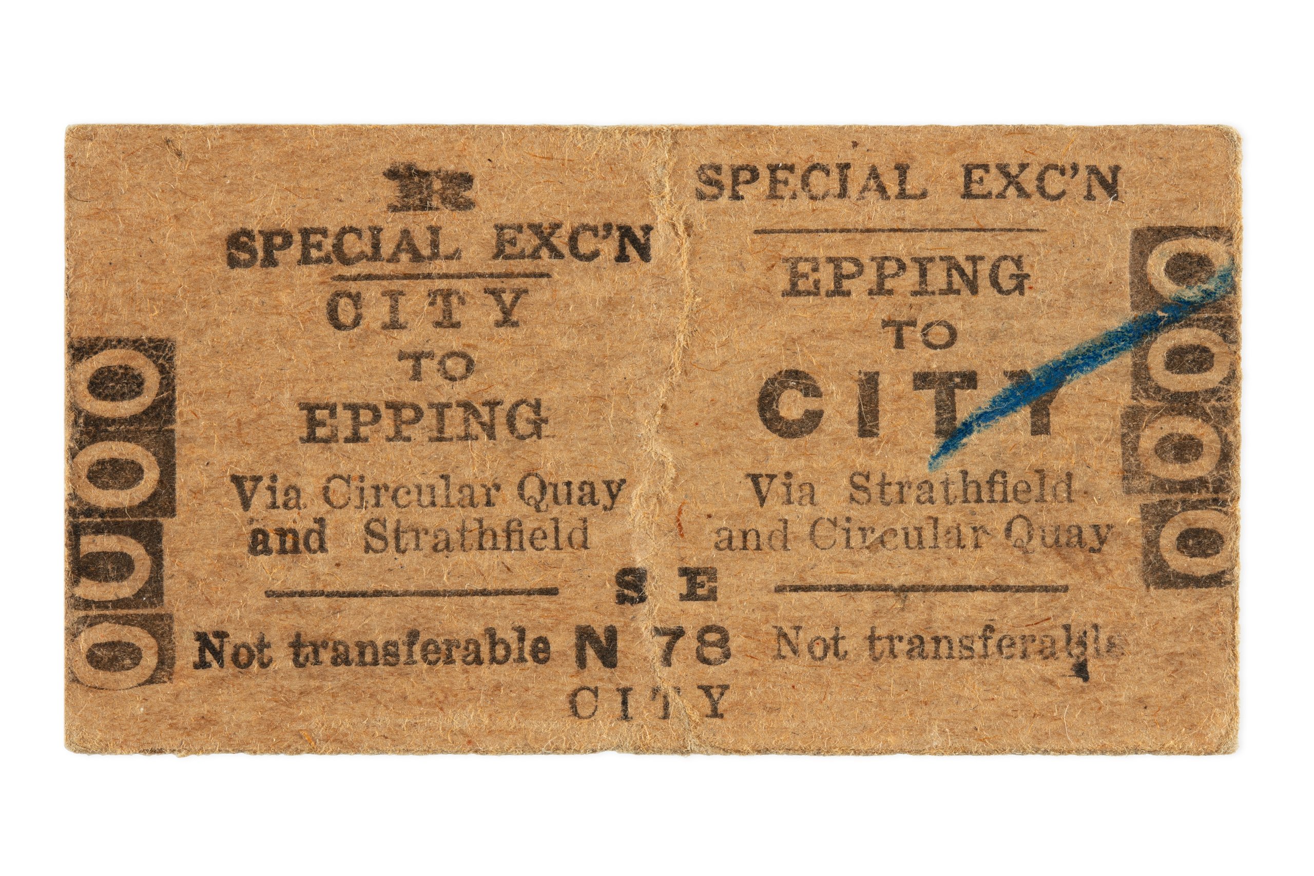 Train ticket from the first day of operation of Circular Quay railway station