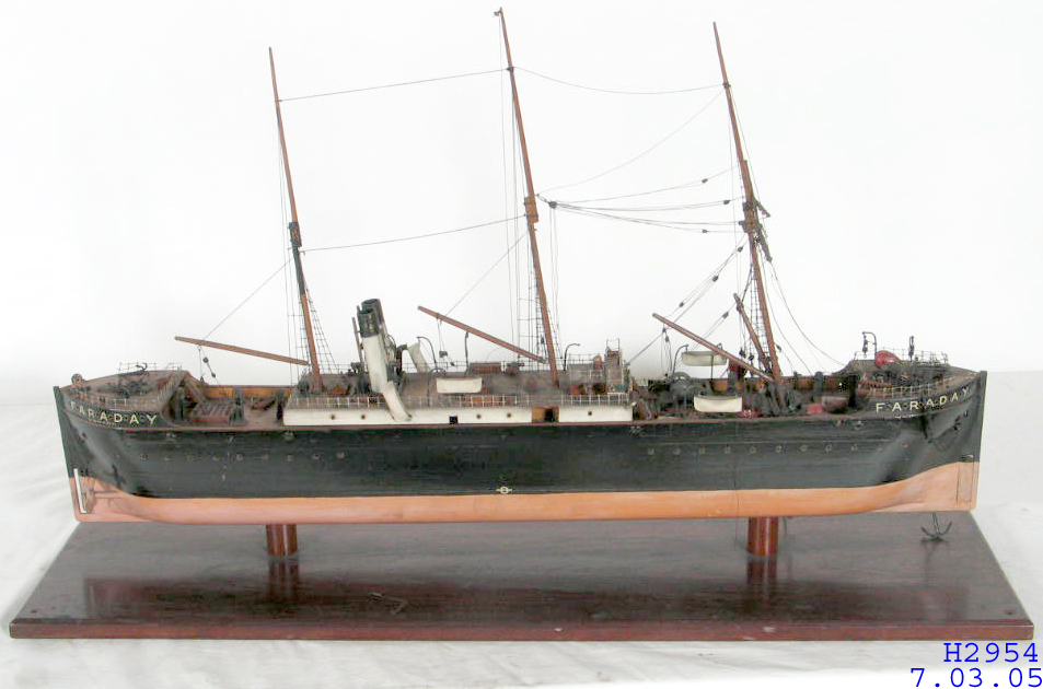 Model of 'The Faraday' cable-laying ship made by Daniel Aldous