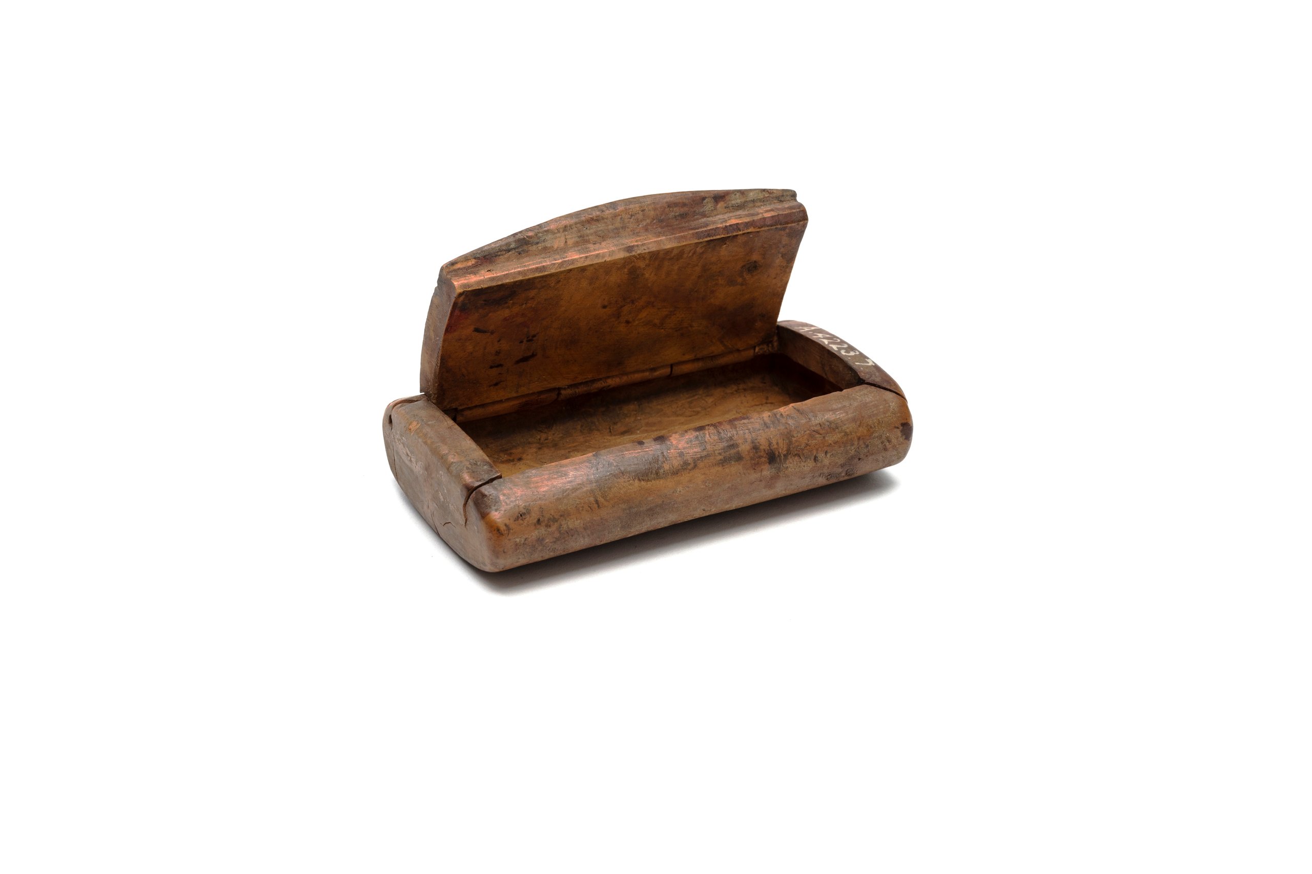 Small wooden box with hinged lid