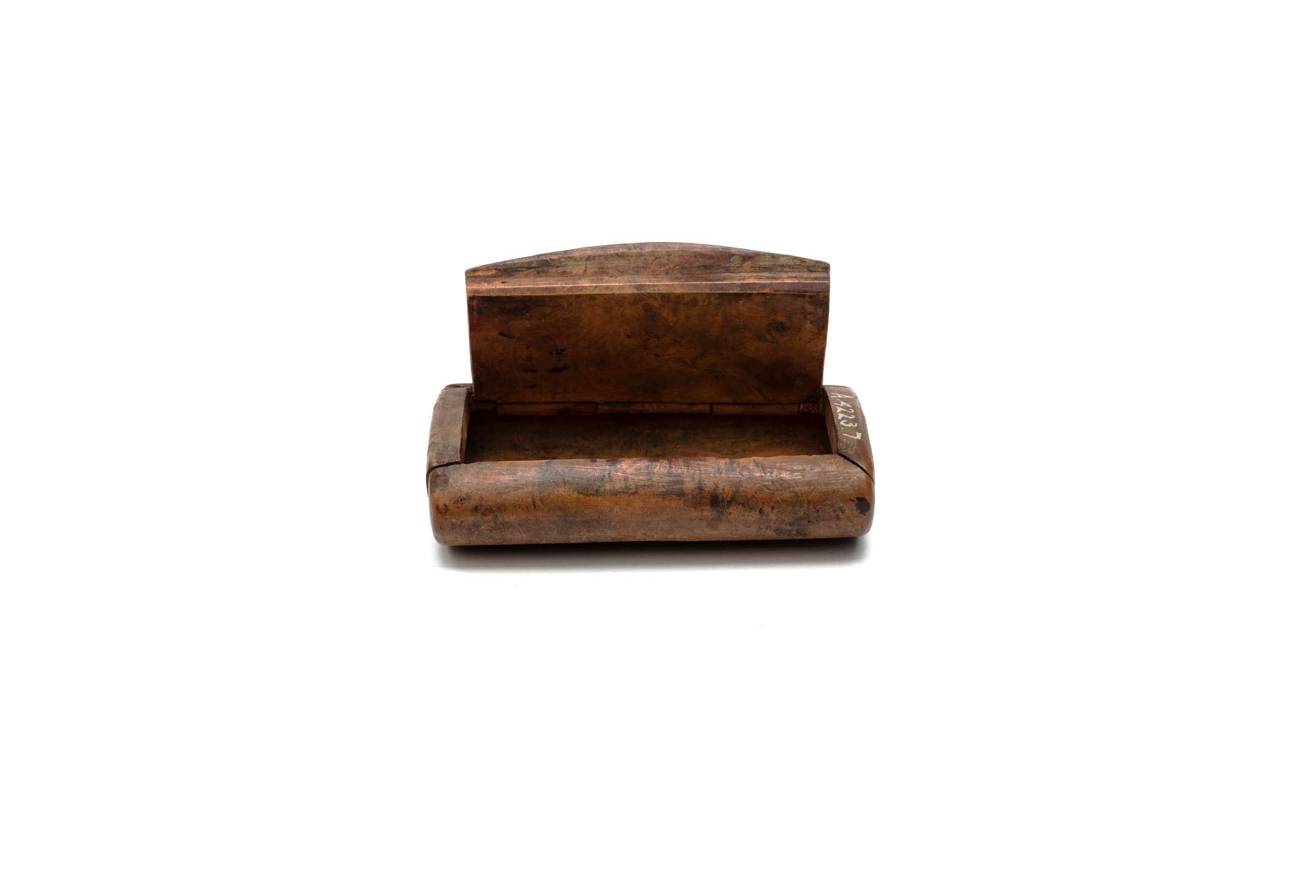 Small wooden box with hinged lid