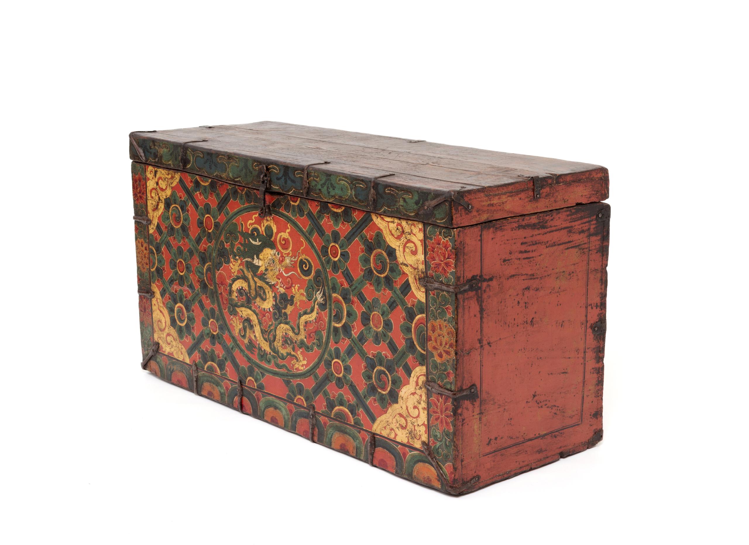 Painted Tibetan Chagam Cabinet -19th Century Painted Tibetan Chagam Cabinet -19th Century