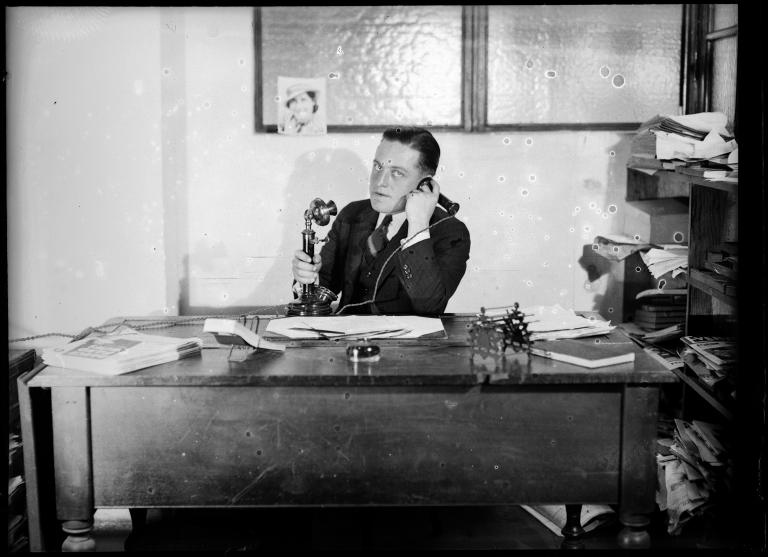 Glass plate negative of Eric Sheldon photographed by Tom Lennon