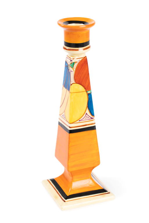 'Melon' candlestick from 'Fantasque' range designed by Clarice Cliff