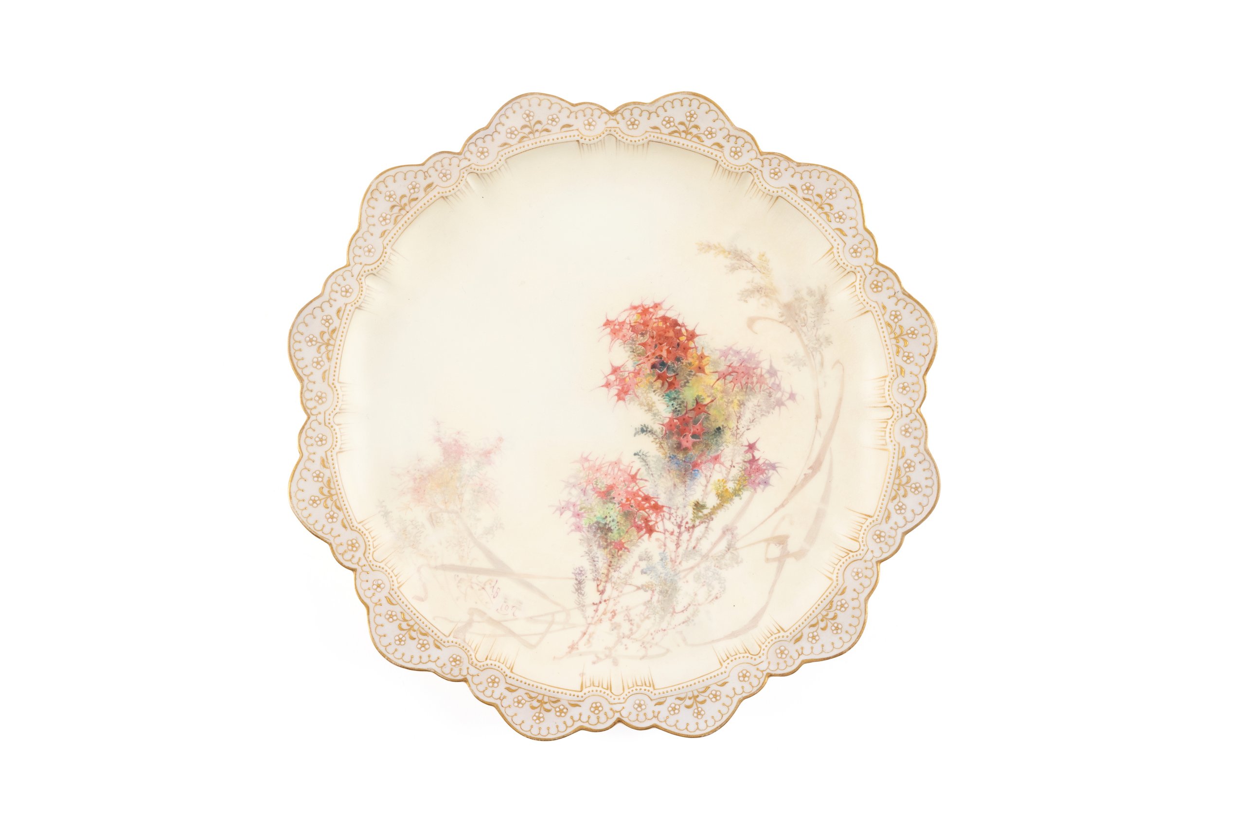 Doulton porcelain plate painted by Louis Bilton with Australian flowers