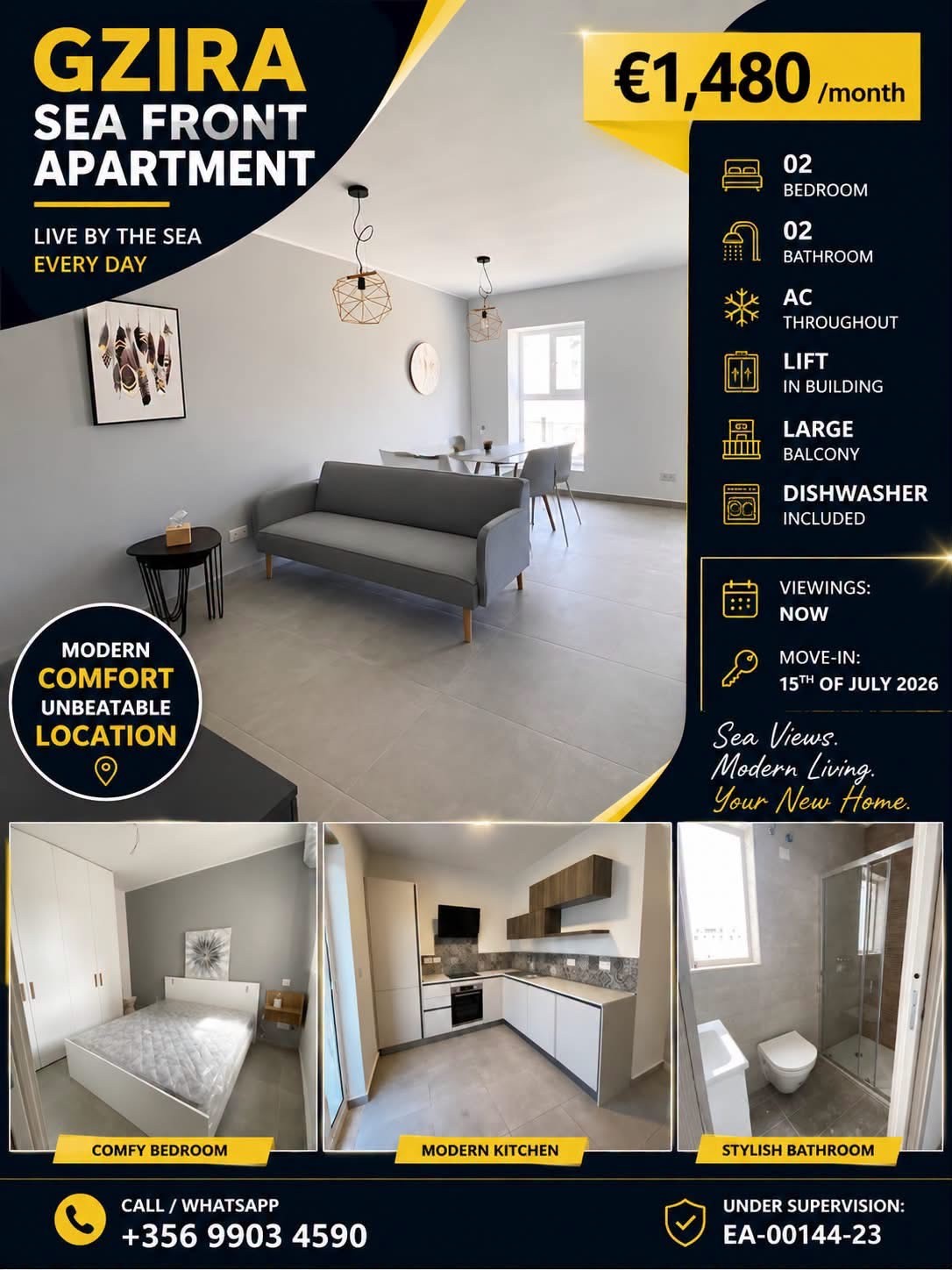 GZIRA | SEA FRONT APARTMENT | €1,480/month