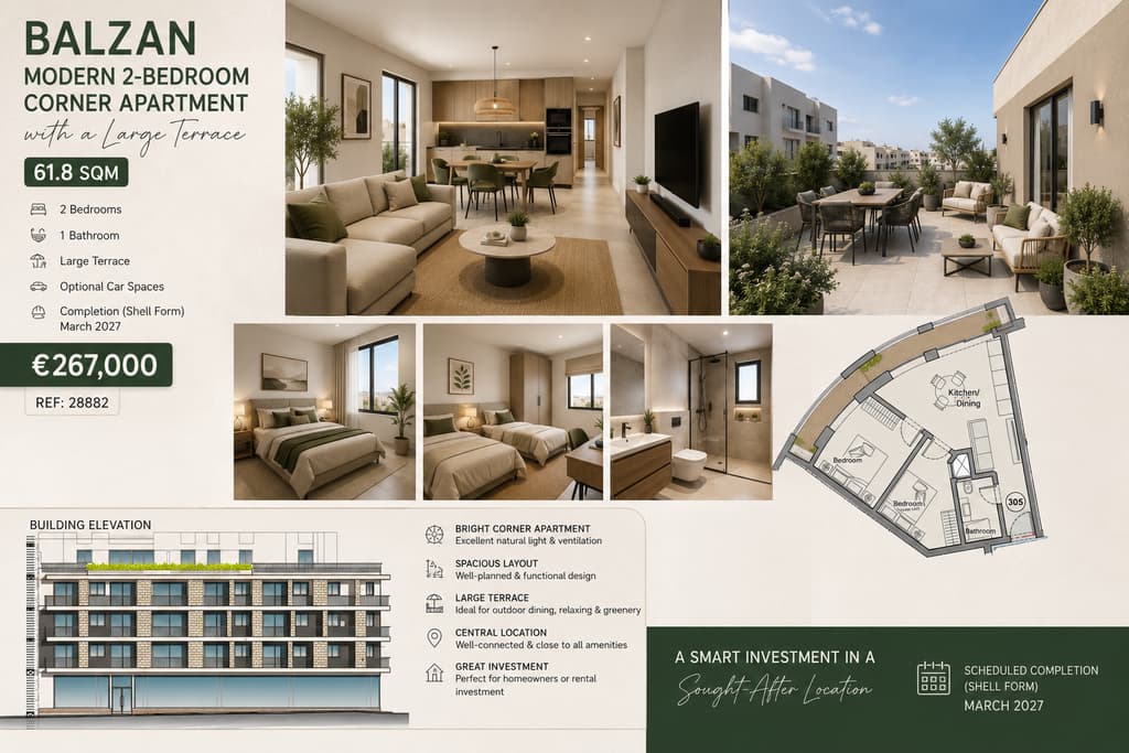 2 Bedroom Apartment for Sale in Balzan - €267,000