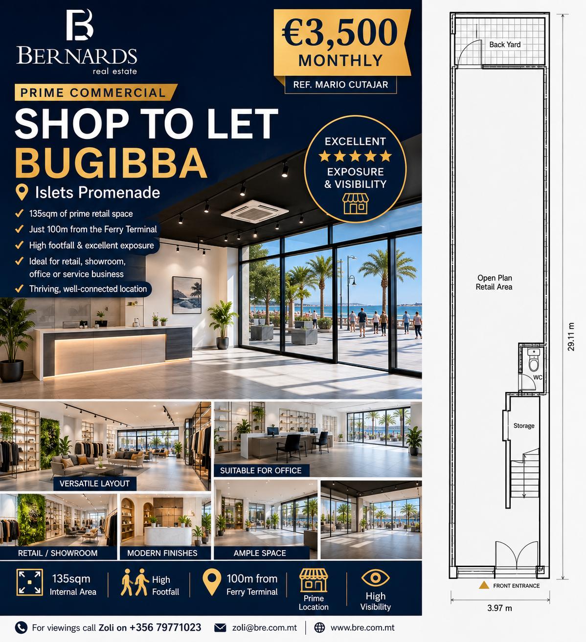 Prime Commercial Shop in Bugibba's Bustling Promenade Area