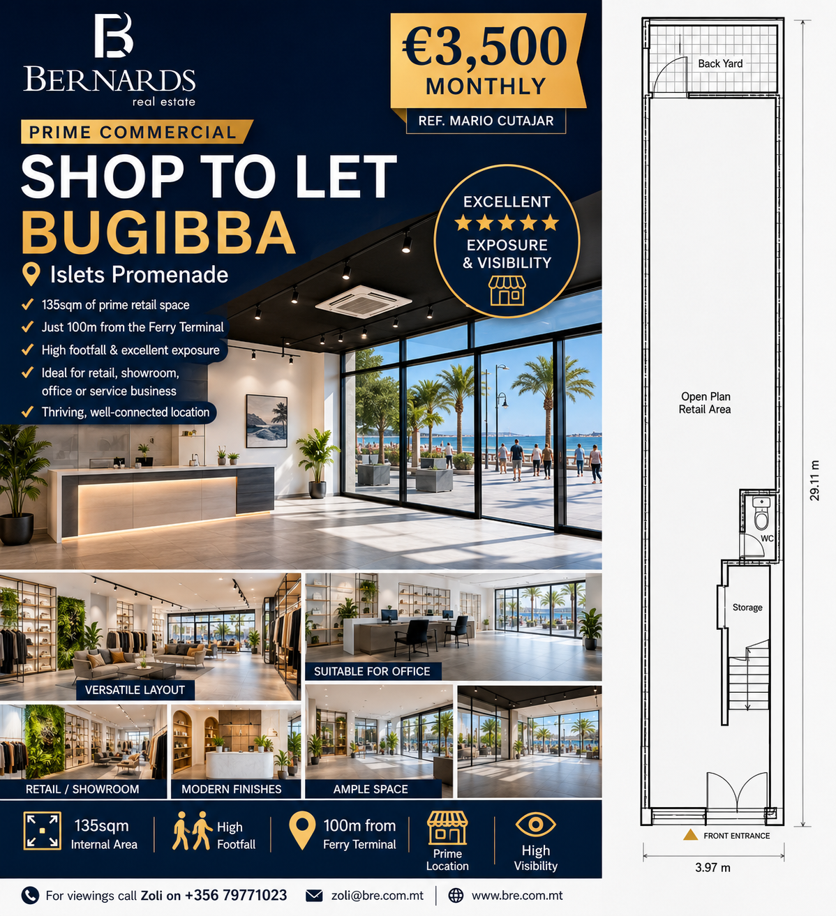 Prime Commercial Shop in Bugibba's Bustling Promenade Area