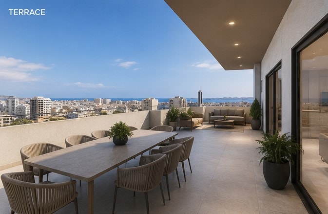 Magnificent 156 sqm 3-Bedroom Penthouse with A Large Terrace in Qawra