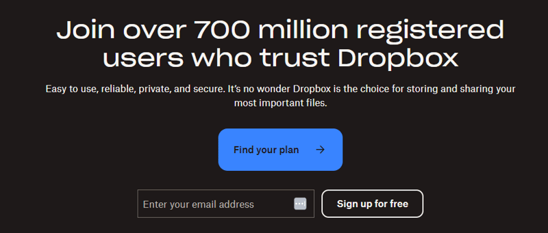 Dropbox's call-to-action button