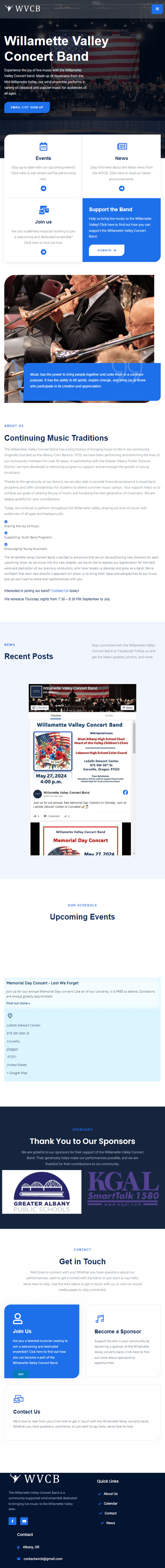 Willamette Valley Concert Band tablet preview