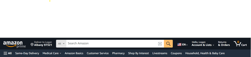Amazon's navigation menu