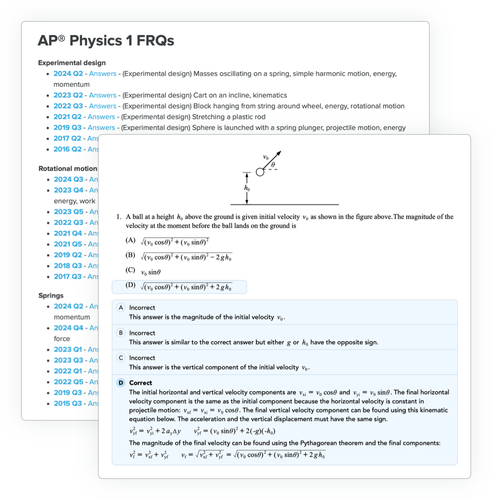 AP Physics 1 MCQs and FRQs