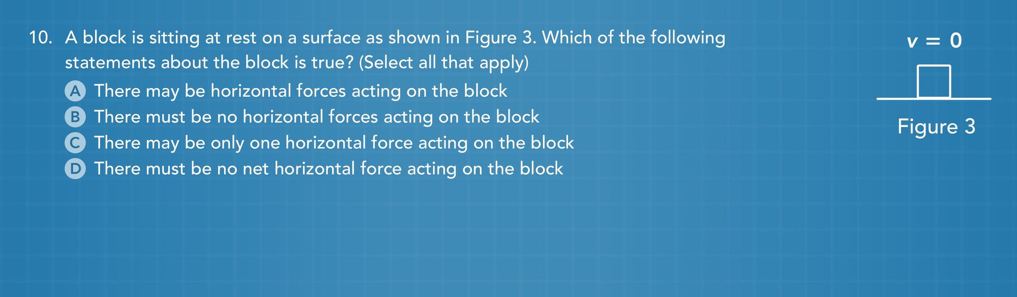Newton's 1st law of motion practice problem 10