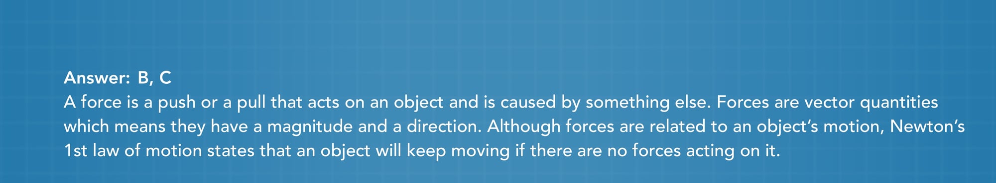 Newton's 1st law of motion practice problem answer 1