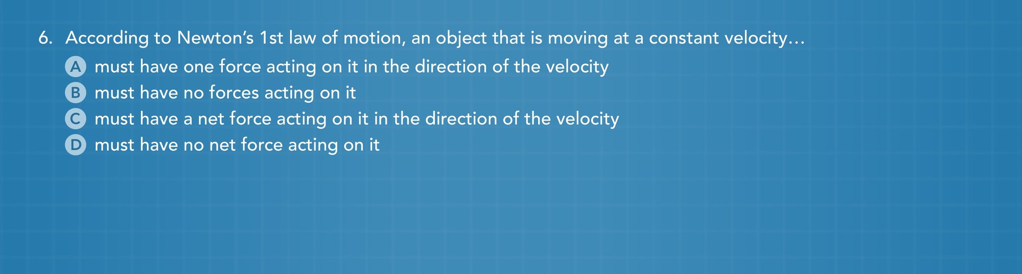Newton's 1st law of motion practice problem 6