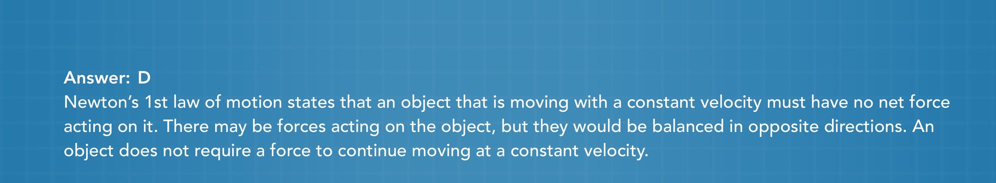 Newton's 1st law of motion practice problem answer 6