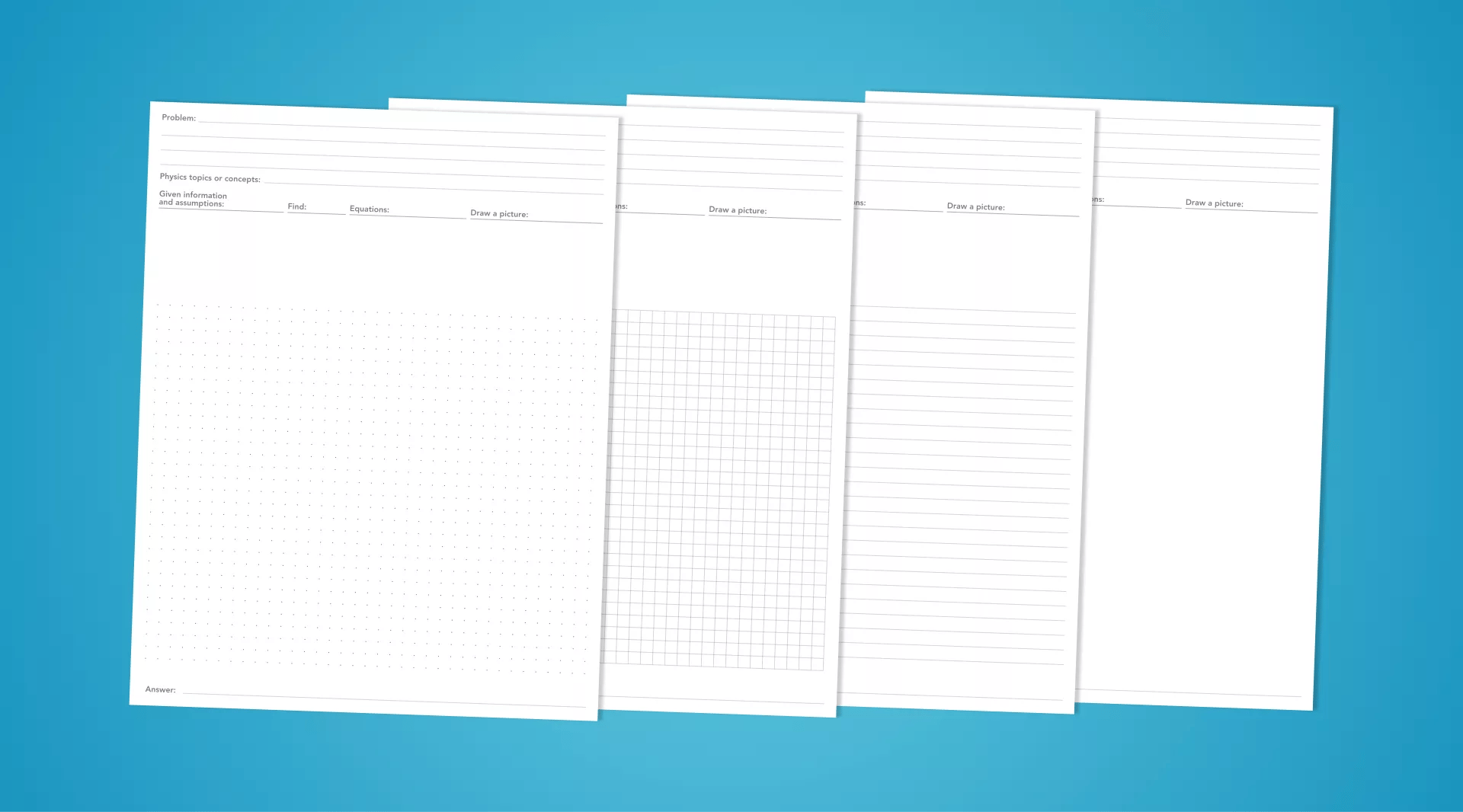Physics problem-solving worksheets
