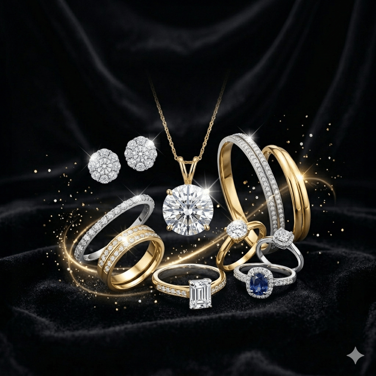 Featured raffle prize presentation for fine jewelry in diamonds, gold, and silver