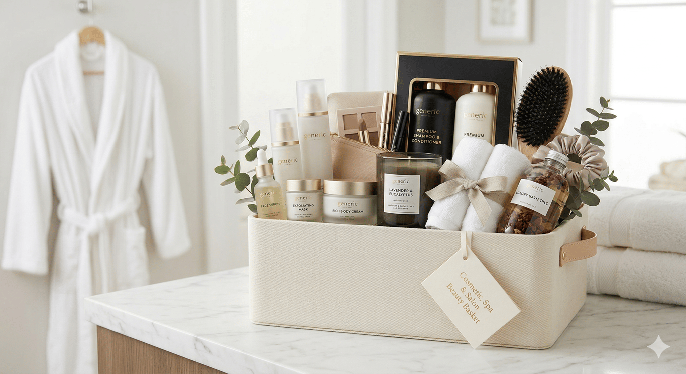 Additional raffle prize presentation for a cosmetic, spa, and salon beauty basket