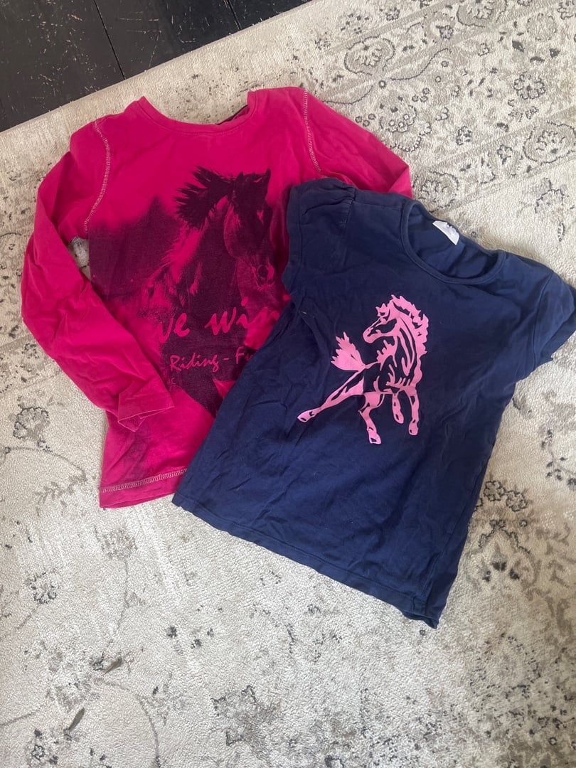 Långärmad tröja i rosa och kortärmad tröja med rosa häst