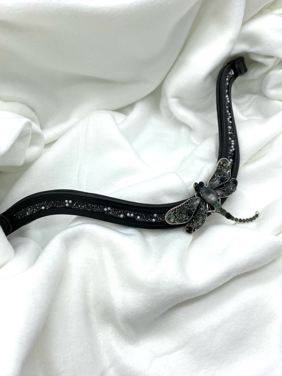 Svart pannband FULL med strass