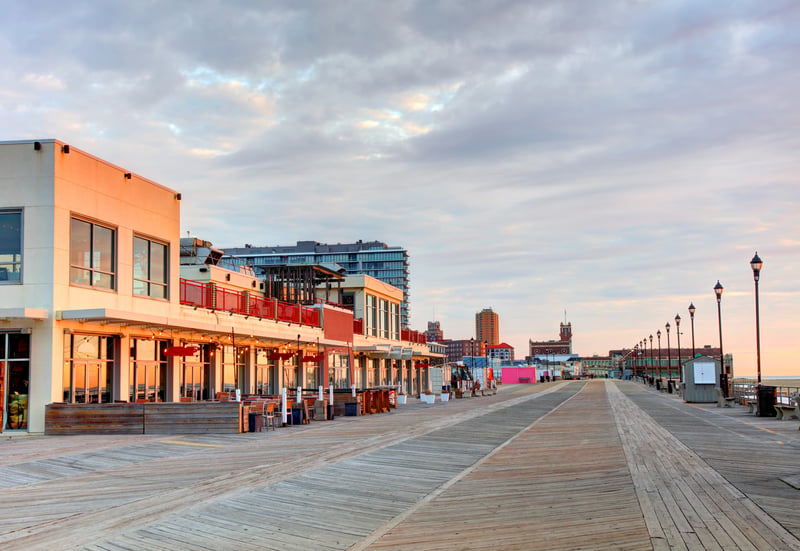 The beachfront boardwalk in Asbury Park, Monmouth County, on the New Jersey shore.
