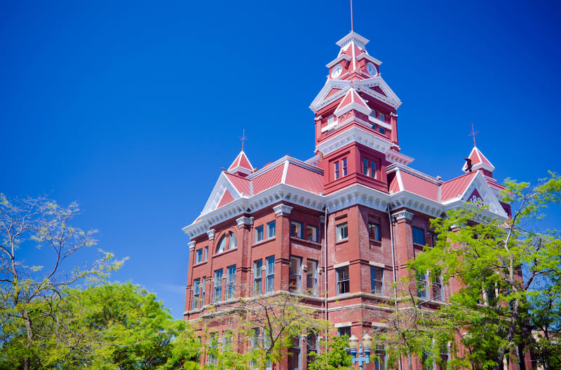 The red-brick Old City Hall, home to the Whatcom Museum, in Bellingham, Washington.
