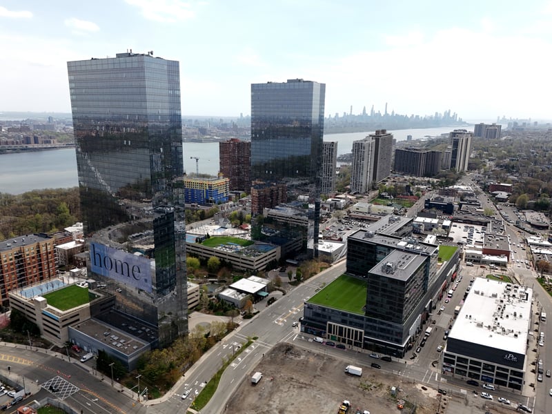 Residential towers in Fort Lee, Bergen County, New Jersey, overlooking the Hudson River.