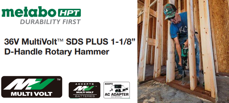 GO Faster and Smoother with 36V Cordless MultiVolt Rotary Hammer from Metabo HPT