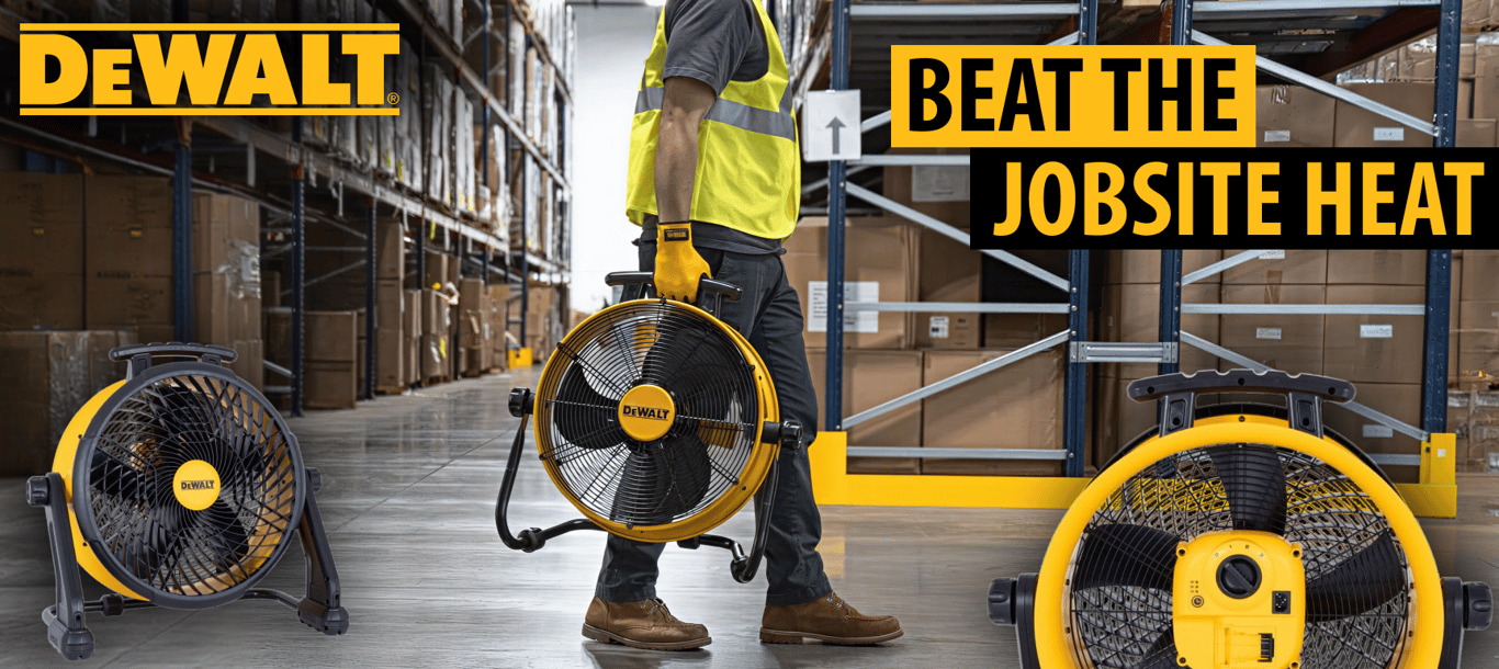 Beat the Jobsite Heat: DEWALT 18-Inch 20V AC/DC 4000 CFM Drum Fan