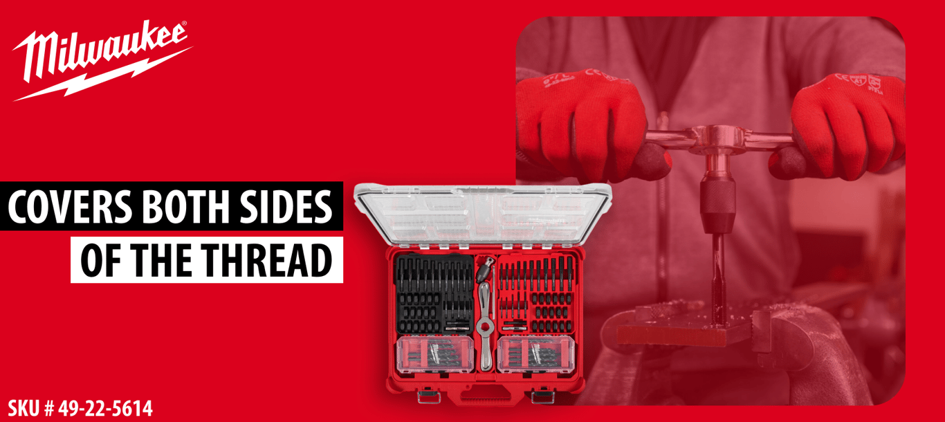 Milwaukee 107-Piece SAE and Metric Tap and Die Set Covers Both Sides of the Thread
