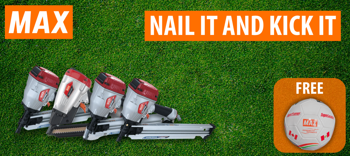 Buy a MAX USA Nailer and Get a Free Soccer Ball at Acme Tools