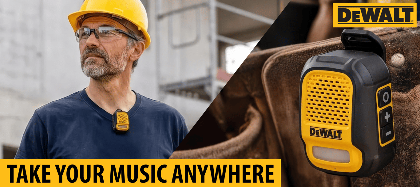 Take Your Music Anywhere with the DEWALT Gen 2 Wearable Bluetooth Speaker