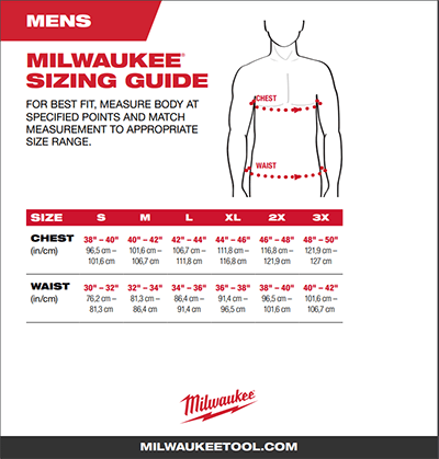 Milwaukee sizing guide for men