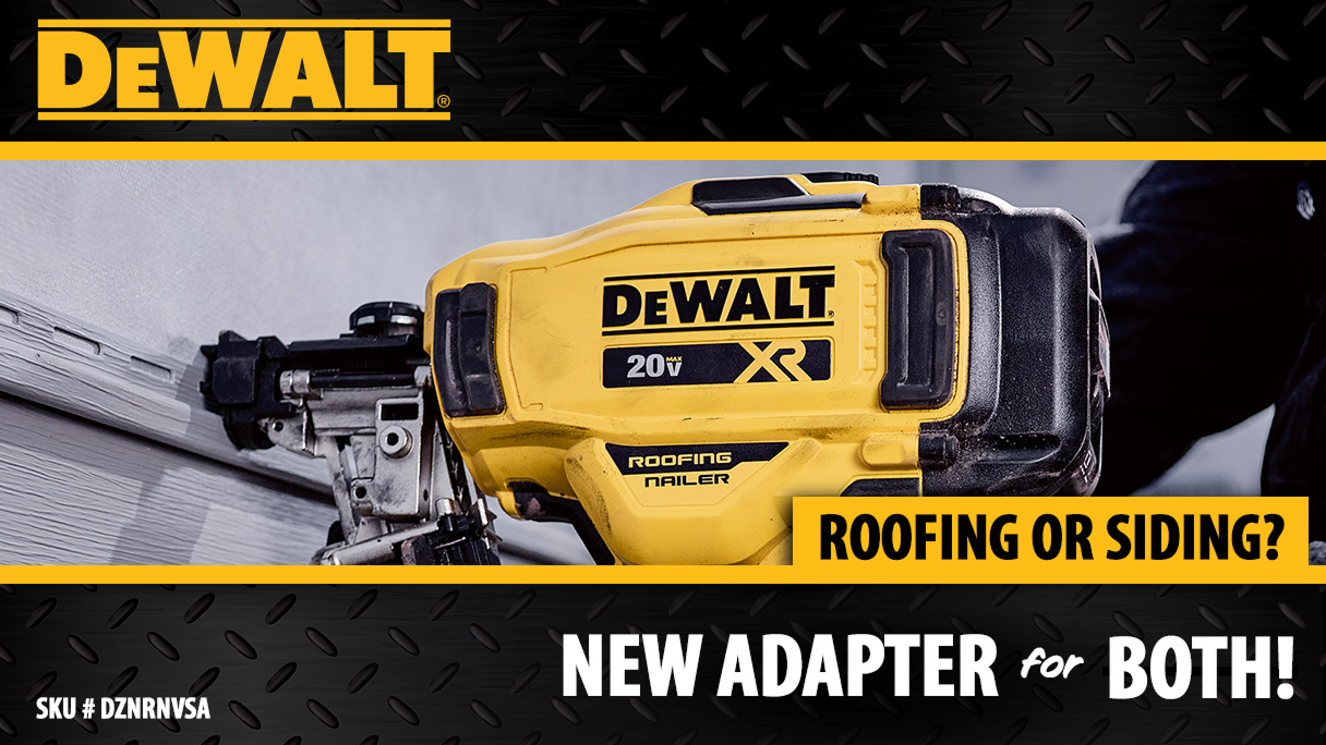 DEWALT Vinyl Siding Adapter Transforms DCN45RN Roofing Nailer Into Siding Tool